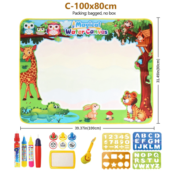 magic water drawing mat with reusable magic pens doodle montessori painting board educational toys kids 100x80cm 39x31in